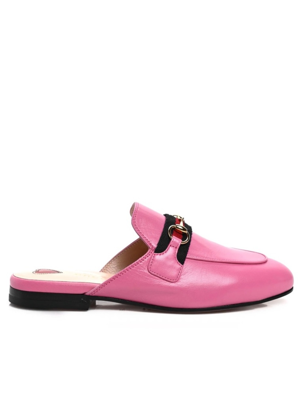 GUCCI Malaga Web Princetown Slip On Mules Loafers Slides Horsebit Flats \\ 36.5